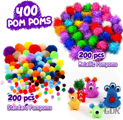 子供のためのアートとクラフト用品 - 1170Pcs+ 工芸アート サプライ キット 幼児用 子供 工作用品 & 材料 年齢 4 5 6 7 8 9 - オールインワン D.I.Y. 工作学校用品 (大) - Mybeaddiy