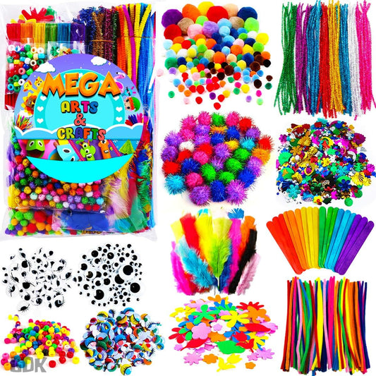 子供のためのアートとクラフト用品 - 1170Pcs+ 工芸アート サプライ キット 幼児用 子供 工作用品 & 材料 年齢 4 5 6 7 8 9 - オールインワン D.I.Y. 工作学校用品 (大) - Mybeaddiy