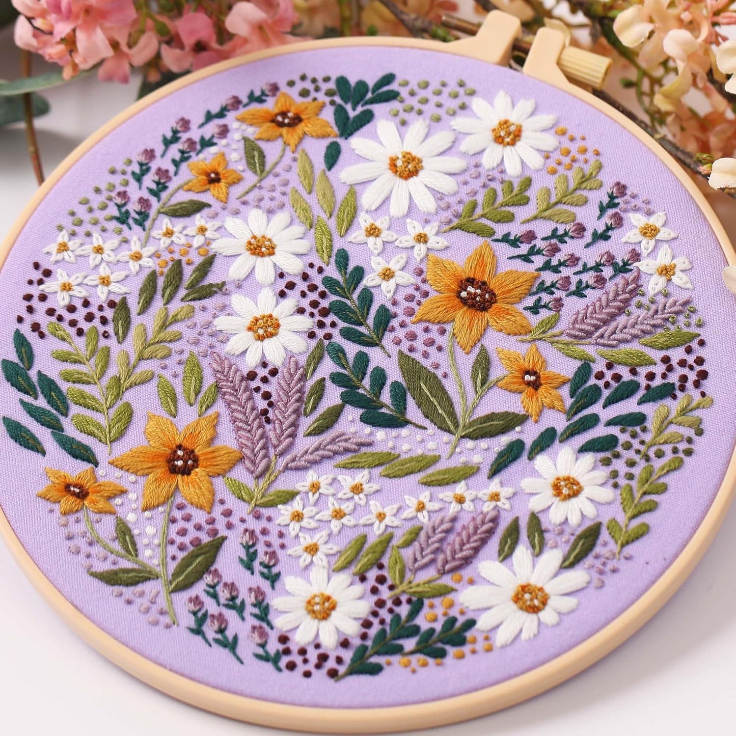 3 パック刺繍スターターキット、パターンと説明書付き、DIY 大人クロスステッチ キット初心者、プラスチック刺繍リング 3 個、はさみ 1 個、カラー糸、針を含む - Mybeaddiy