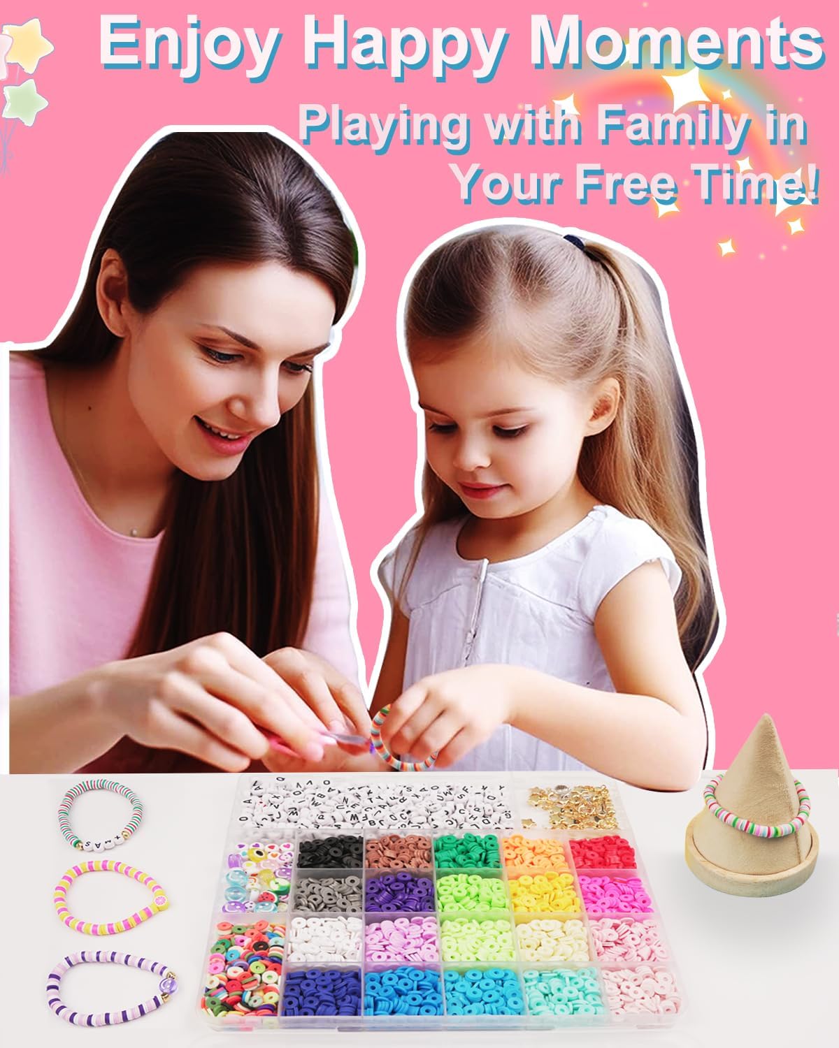 初心者のためのキットを作るブレスレット DIY の芸術および技術子供の年齢 6 - 13 のためのおもちゃの誕生日のギフトを作る宝石類のためのチャームのキットと作る 5000Pcs 先鋭的なポリマー友情のブレスレット - Mybeaddiy