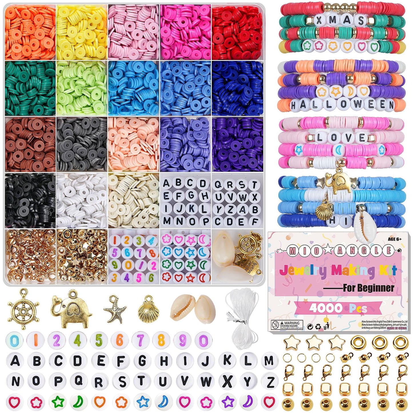 初心者のためのキットを作るブレスレット DIY の芸術および技術子供の年齢 6 - 13 のためのおもちゃの誕生日のギフトを作る宝石類のためのチャームのキットと作る 5000Pcs 先鋭的なポリマー友情のブレスレット - Mybeaddiy