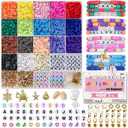 初心者のためのキットを作るブレスレット DIY の芸術および技術子供の年齢 6 - 13 のためのおもちゃの誕生日のギフトを作る宝石類のためのチャームのキットと作る 5000Pcs 先鋭的なポリマー友情のブレスレット - Mybeaddiy