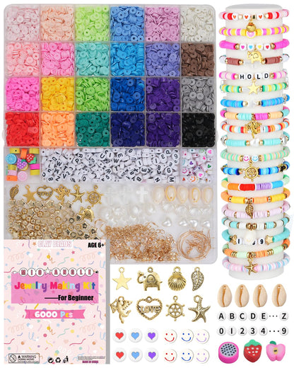 初心者のためのキットを作るブレスレット DIY の芸術および技術子供の年齢 6 - 13 のためのおもちゃの誕生日のギフトを作る宝石類のためのチャームのキットと作る 5000Pcs 先鋭的なポリマー友情のブレスレット - Mybeaddiy