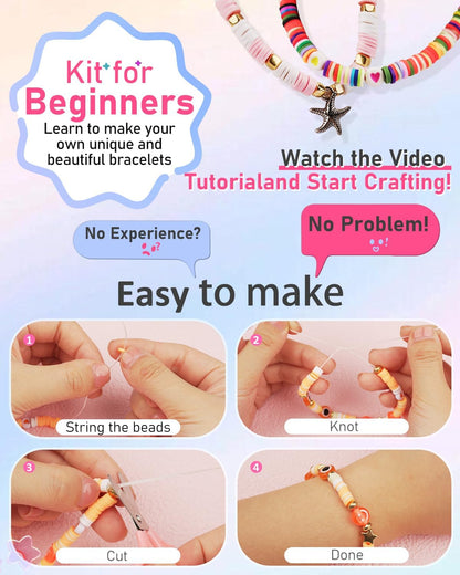 初心者のためのキットを作るブレスレット DIY の芸術および技術子供の年齢 6 - 13 のためのおもちゃの誕生日のギフトを作る宝石類のためのチャームのキットと作る 5000Pcs 先鋭的なポリマー友情のブレスレット - Mybeaddiy